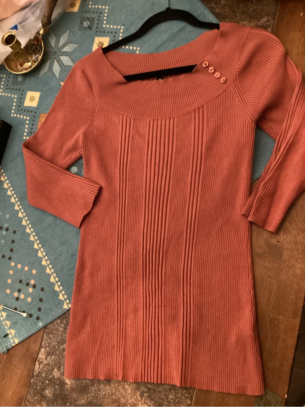 Women’s GNW Ribbed Long Sweater in Rust